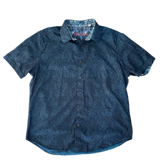 Robert Graham Men’s short sleeve classic button down blue paisley print shirt XL - Picture 2 of 8